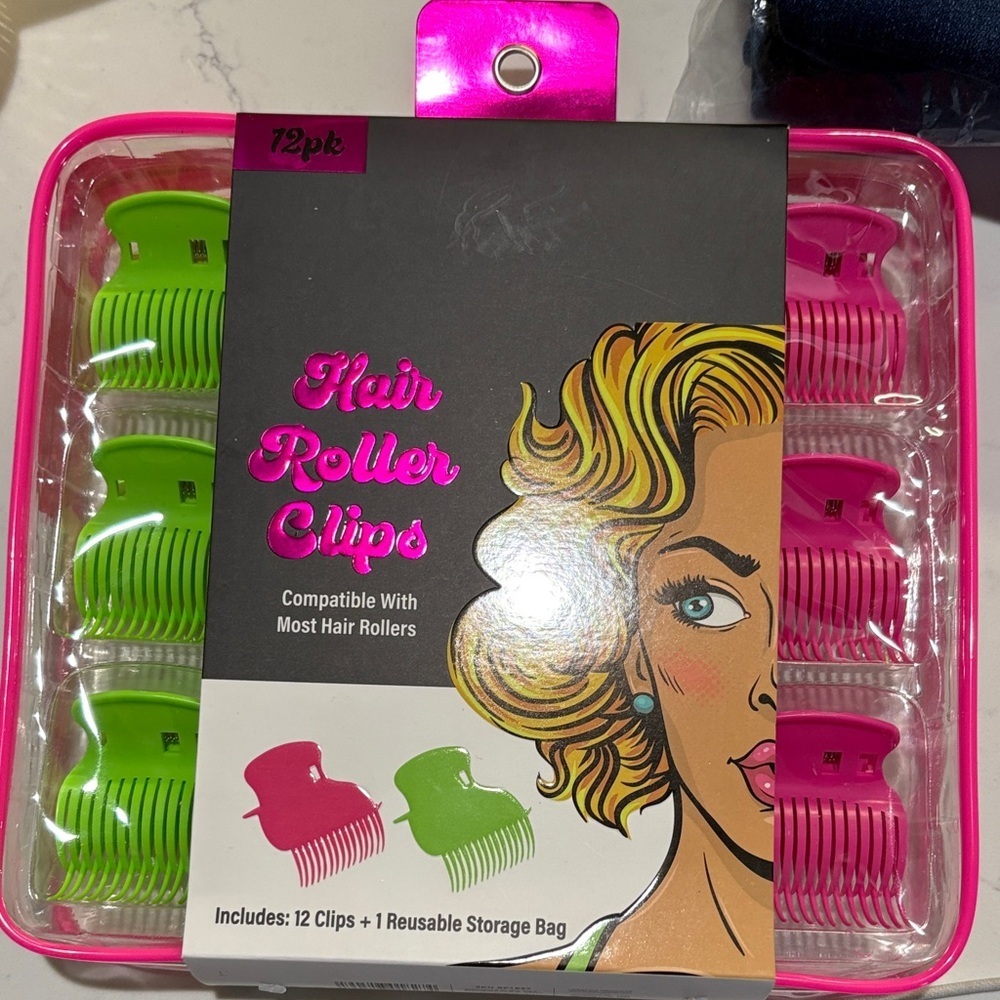 Hair Roller Clips - Pink & Green - Unbranded